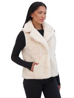 Macy's Cream Faux Fur Notch-Collar Vest